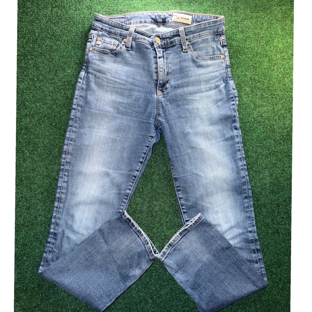 AG Adriano Goldschmied Aged Denim Straight Leg Jeans Blue Medium Wash Womens 28